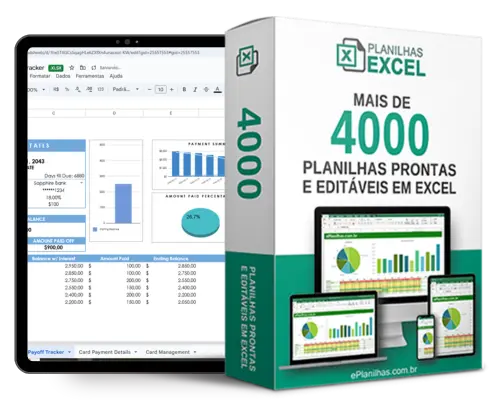 Planilha de controle financeiro com gráficos