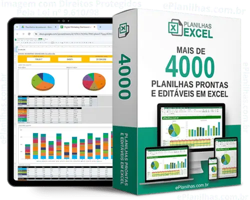 Planilha de 20 linhas e 5 colunas